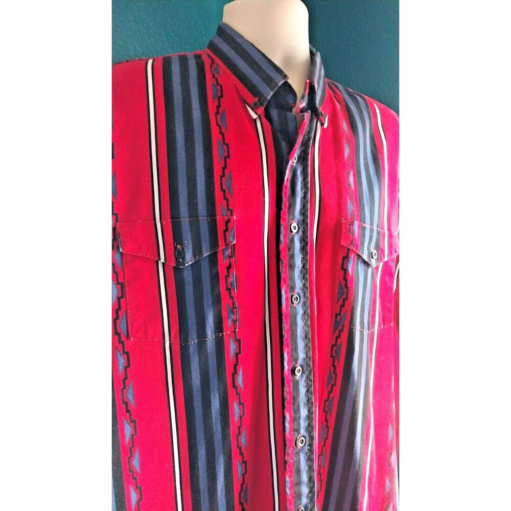 Vintage 90's Karman Western Aztech Shirt Mens XL  Long Sleeve Button Down